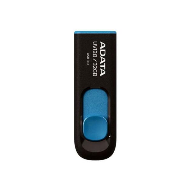 A-DATA DashDrive UV128 32Гб, Черныйсиний, пластик, USB 3.0