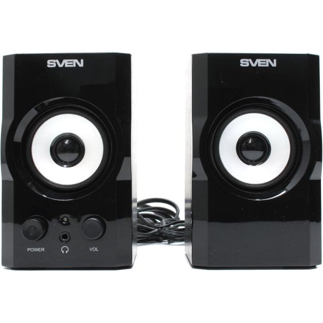 

Sven SPS-605 Черный, 2.0, mini jack, MDF, Дерево