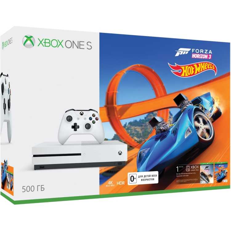 Xbox One S 500 Гб + Forza Horizon 3 + DLC Hot Wheels