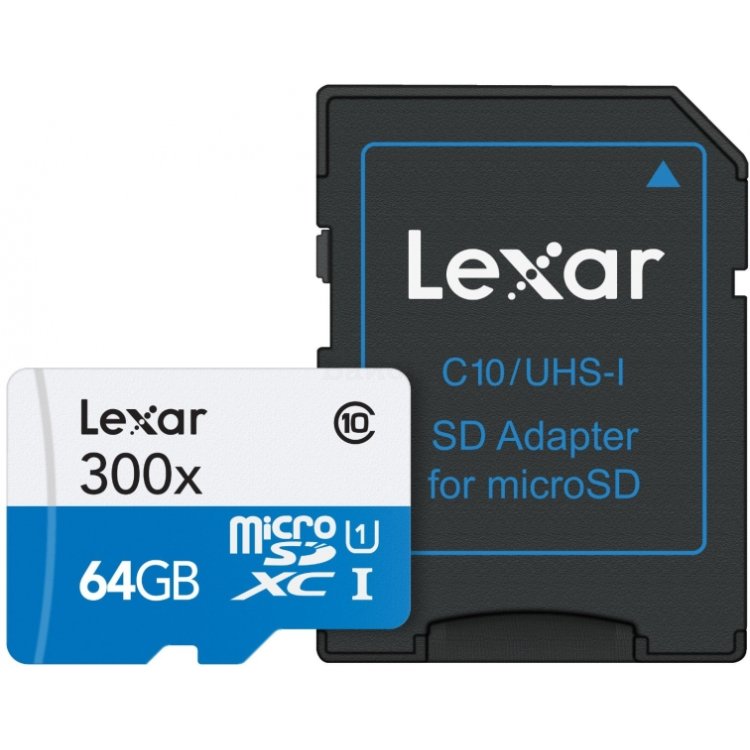 Флеш карта microSDHC 16Gb Class10 Lexar LSDMI16GBB1EU300A + adapter