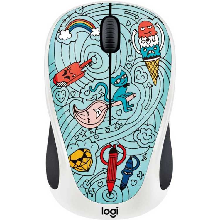 Logitech Wireless Mouse M238 Doodle Collection Bae-Bee Blue
