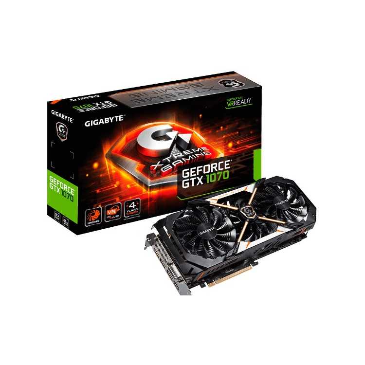 Gigabyte GeForce GTX 1070 Xtreme Gaming PCI-E 16x 3.0, 8192Мб, GDDR5