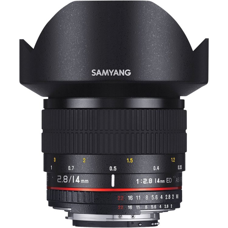 Samyang 14mm f/2.8 ED AS IF UMC AE для Canon EF Широкоугольный, Canon EF, Совместимость с полнокадровыми фотоаппаратами