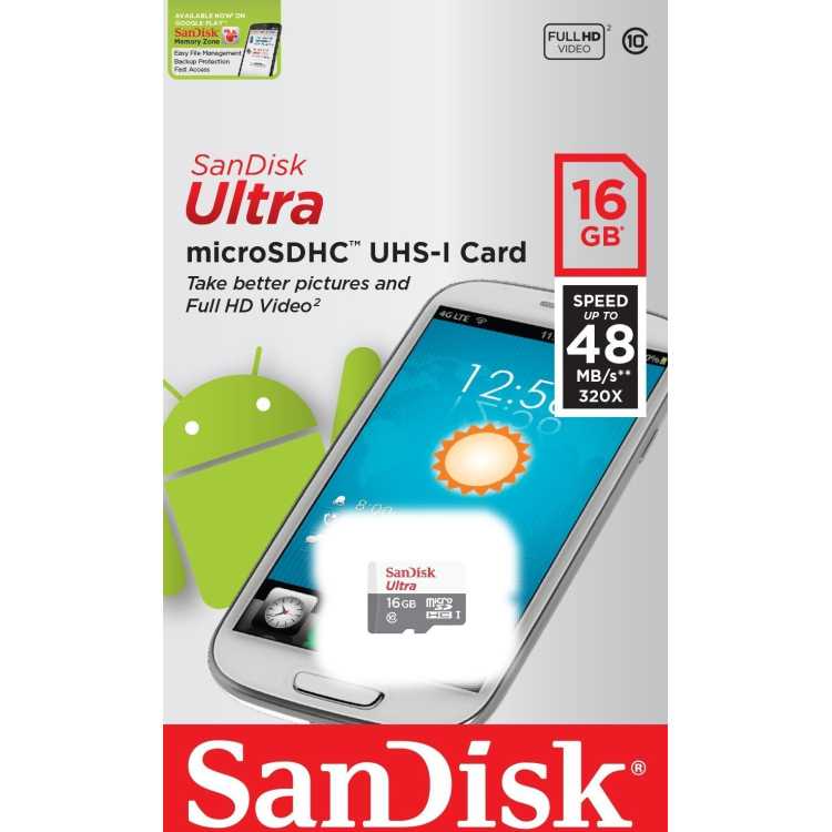 Sandisk Ultra microSDHC Class 10 UHS-I 48MB/s 16GB