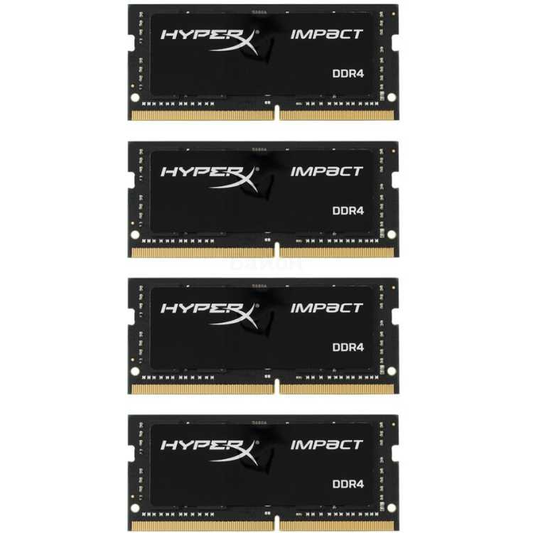 Kingston HyperX Impact HX424S15IBK4/64 DDR4, 4, 16ГБ, РС-19200, 2400МГц, SO-DIMM