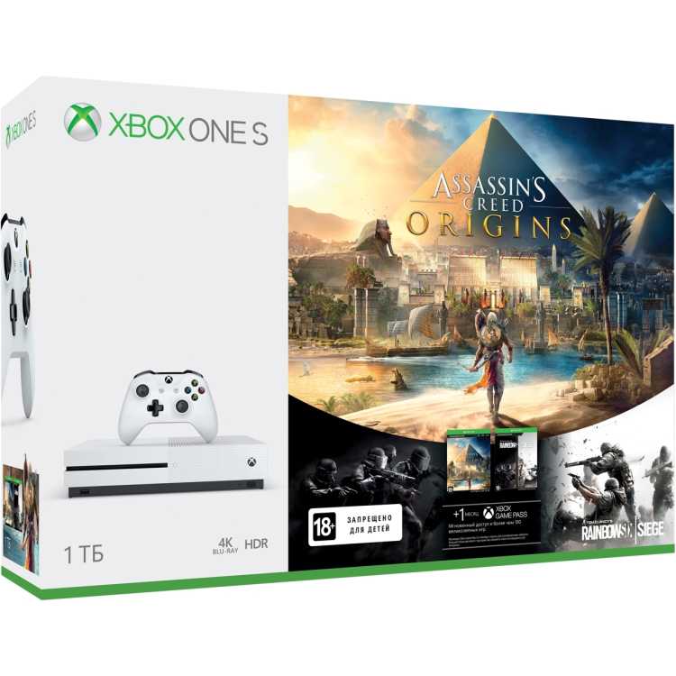 Xbox One S 1 Тб Assasin's Creed Origins + Tom Clancy's Rainbow Six