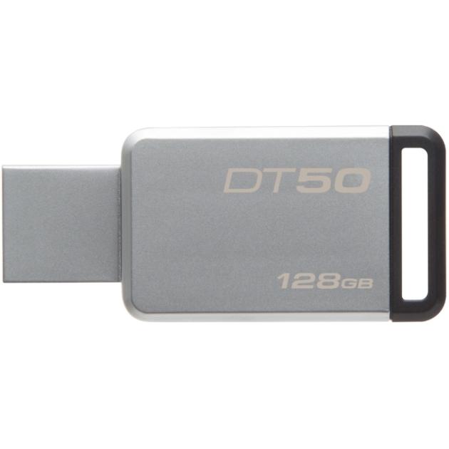 

Kingston DT50 128Гб, Серебристый, металл, USB 3.0