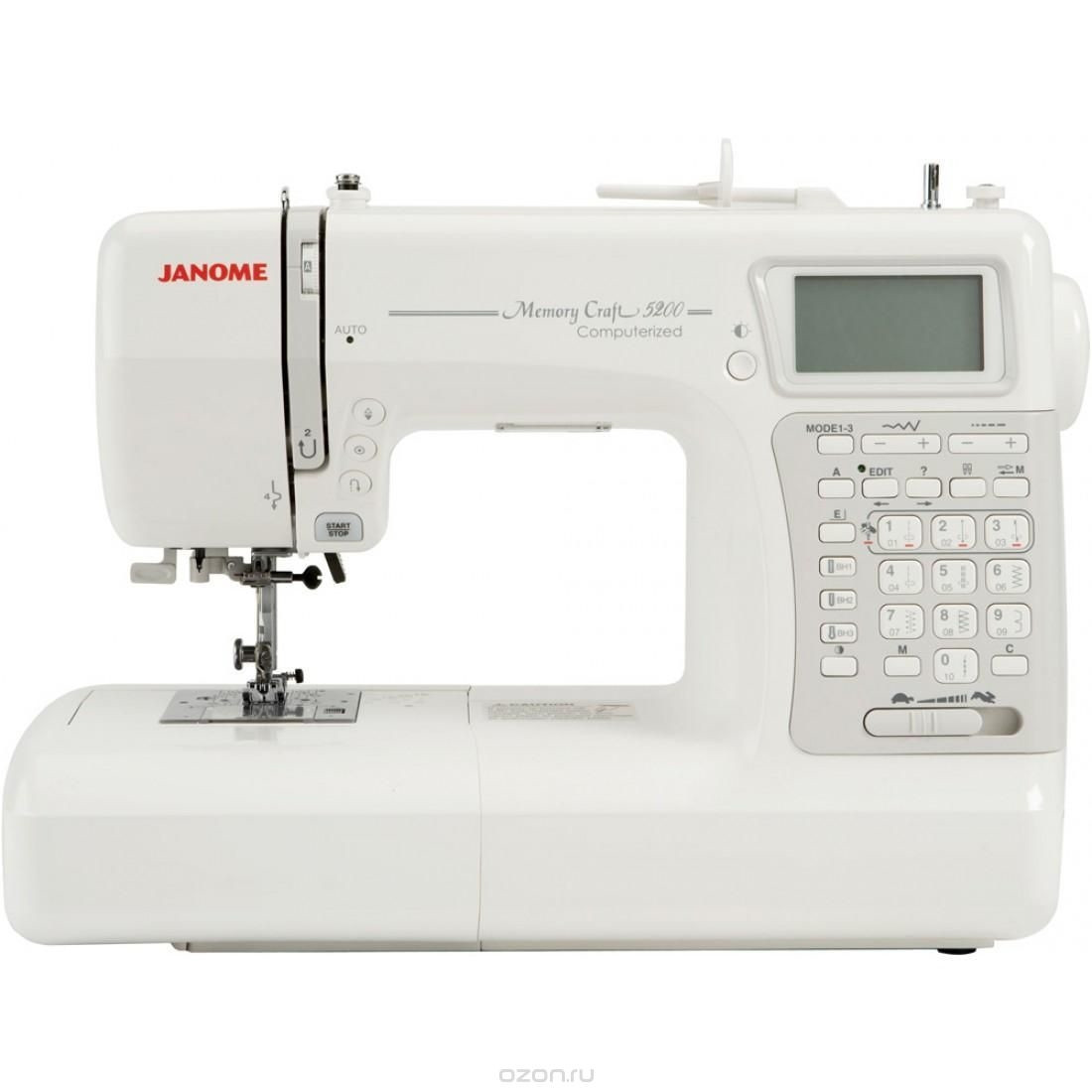 Швейная машина Janome Memory Craft 5200 HC электронное, ротационный  горизонтальный, цена. Цвет белый