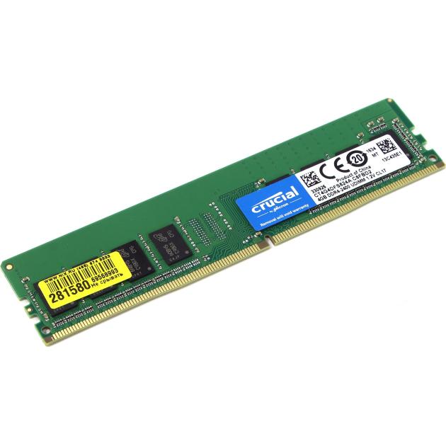 

Crucial CT4G4DFS824A DDR4, 4Гб, PC4-19200, 2400, DIMM