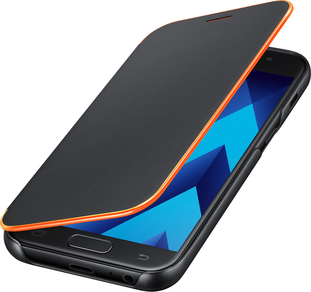 Чехол Samsung Neon Flip Cover для Samsung Galaxy A3 2017 чехол-книжка,  полиуретан, цена. Цвет черный