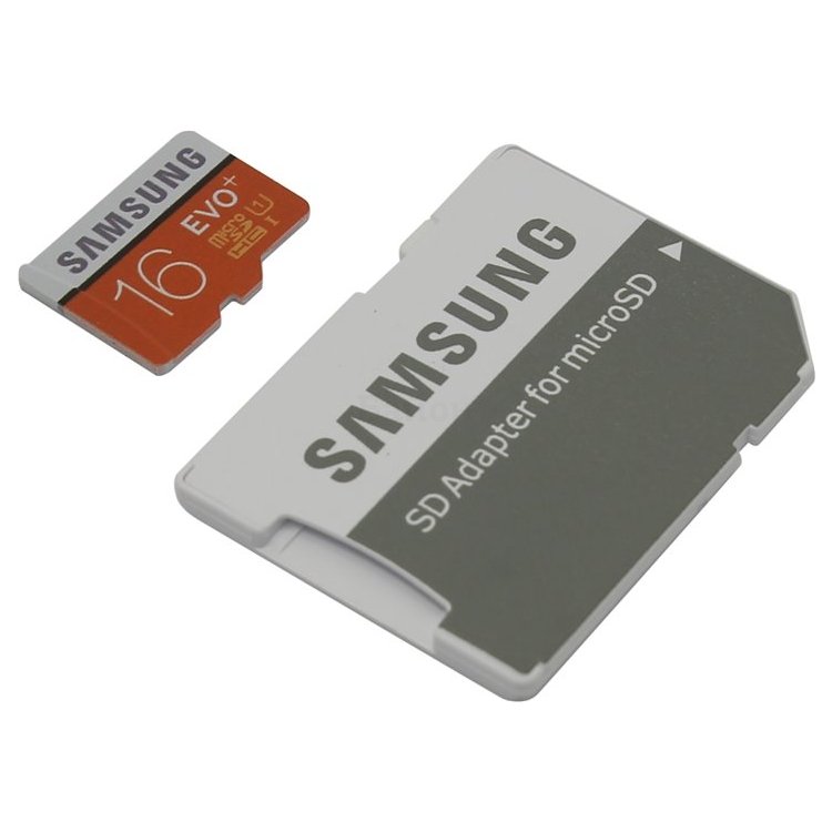 Samsung microSDHC EVO Plus 80MB/s + SD adapter 16ГБ