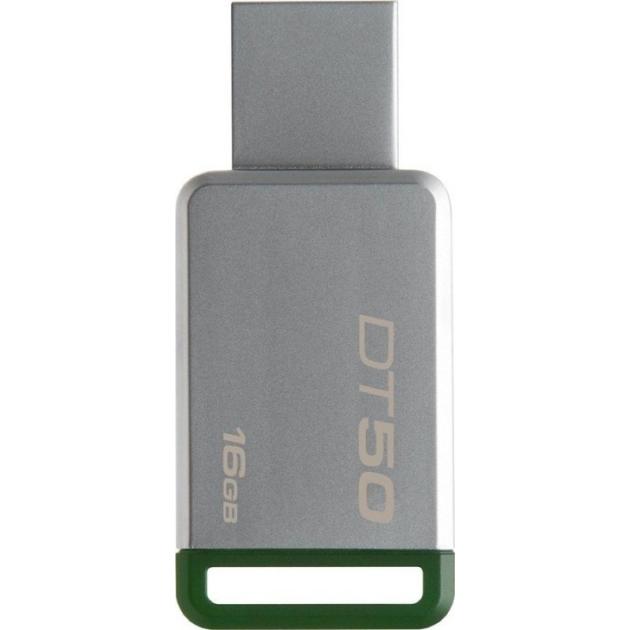 

Kingston DT50 16Гб, Серебристый, металл, USB 3.0