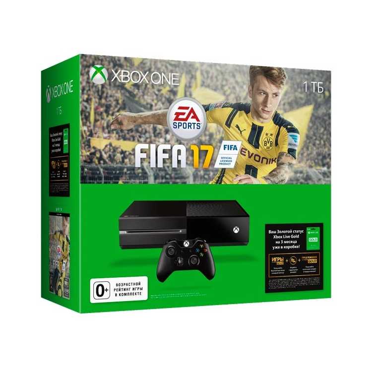 Xbox One 1 ТБ + FIFA 17 + 3 мес. Xbox Live Gold