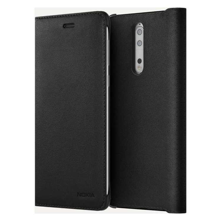 Nokia 8 Leather Flip Cover Черный